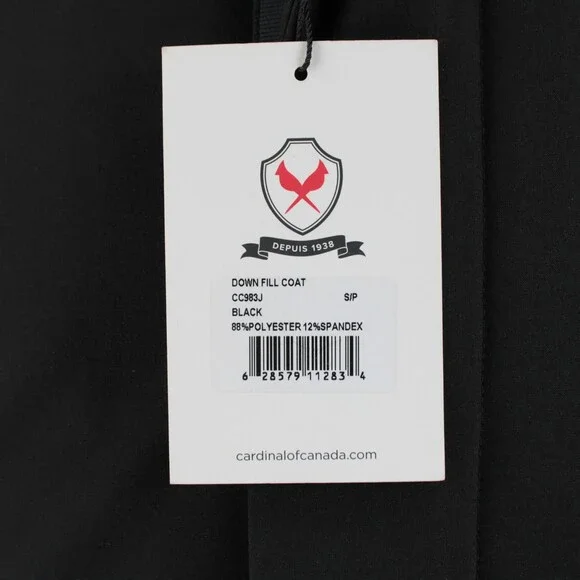 Cardinal of Canada NWT Polyester Blend Down Coat Size Small US In Solid Black